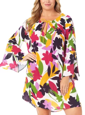 Drawstring Tie-Neck Tunic Cover-Up – Plus Size