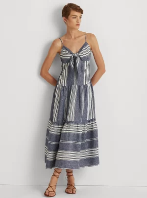 Ralph Lauren Striped Linen Sleeveless Maxidress