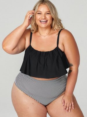 Ruffle Plus Size Bikini With High Waisted Bottom