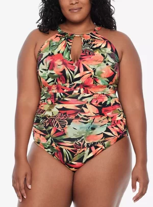 Ralph Lauren – Plus Size Halter-Neck Tummy Control One Piece Swimsuit