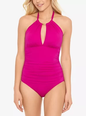 Ralph Lauren High-Neck Tummy-Control One-Piece Swimsuit